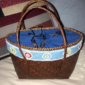 Designer Vivacqua Handmade Beaded straw Purse